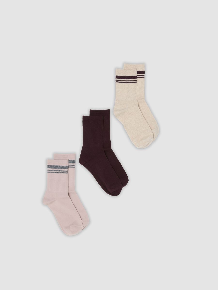 Three-pack of multicolour striped socks in stretch organic cotton_0