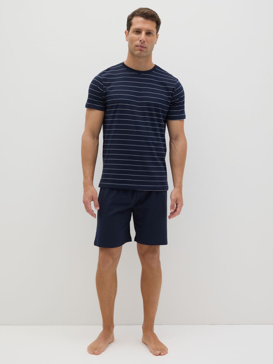 Short Blue Striped Cotton Pyjamas_0