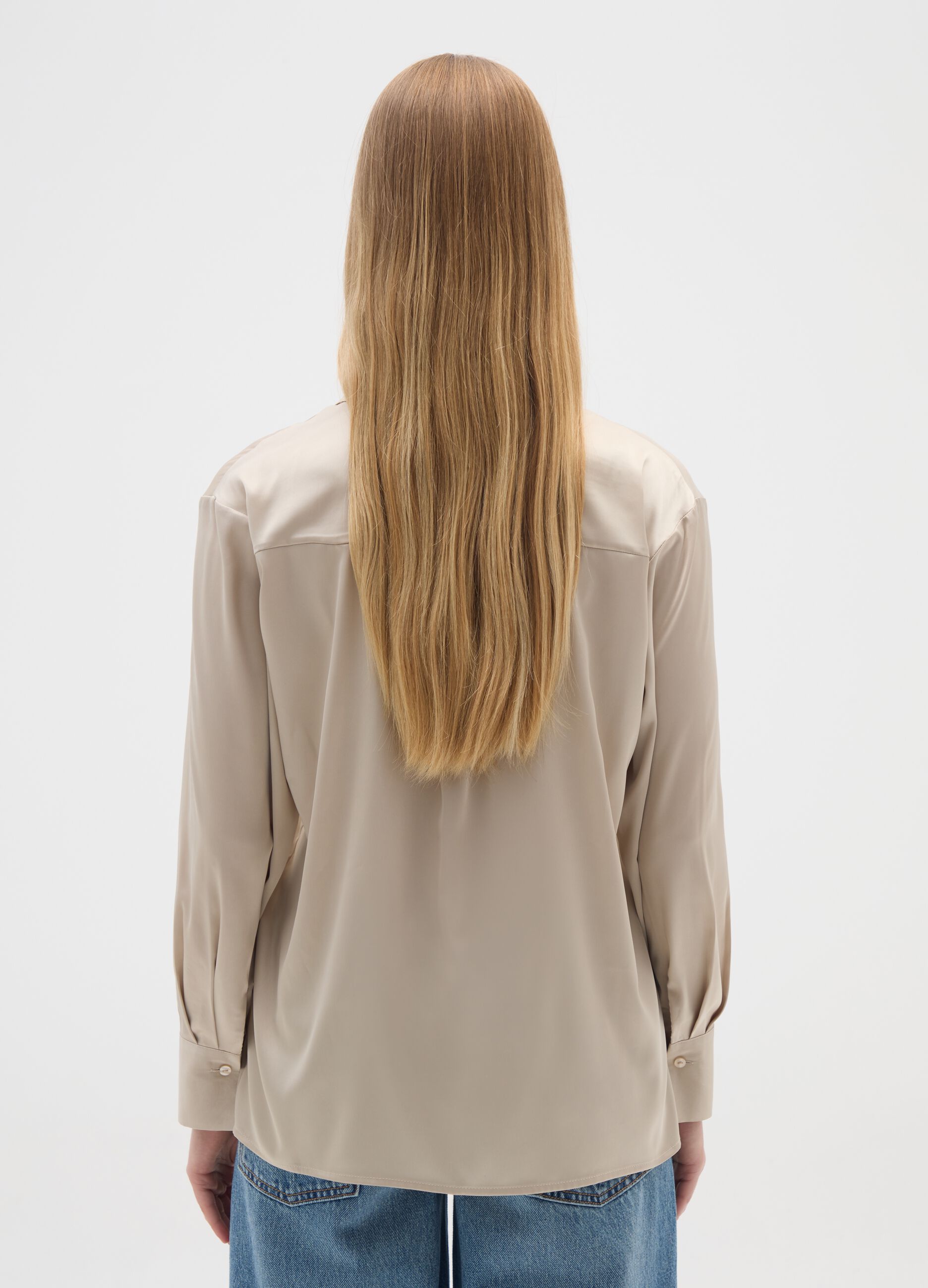 Beige Satin Shirt