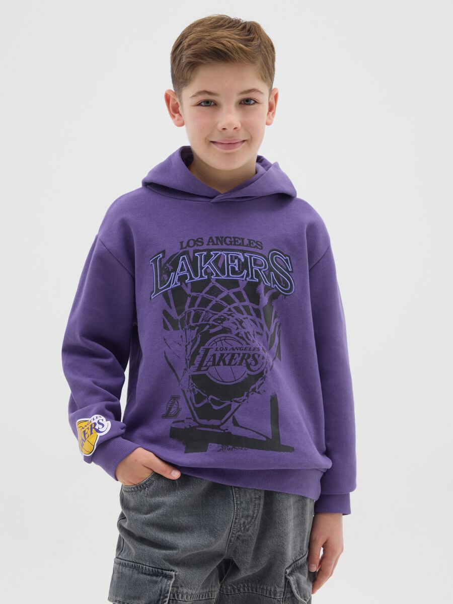 Felpa viola Lakers da ragazzo in misto cotone vestibilità oversize_0
