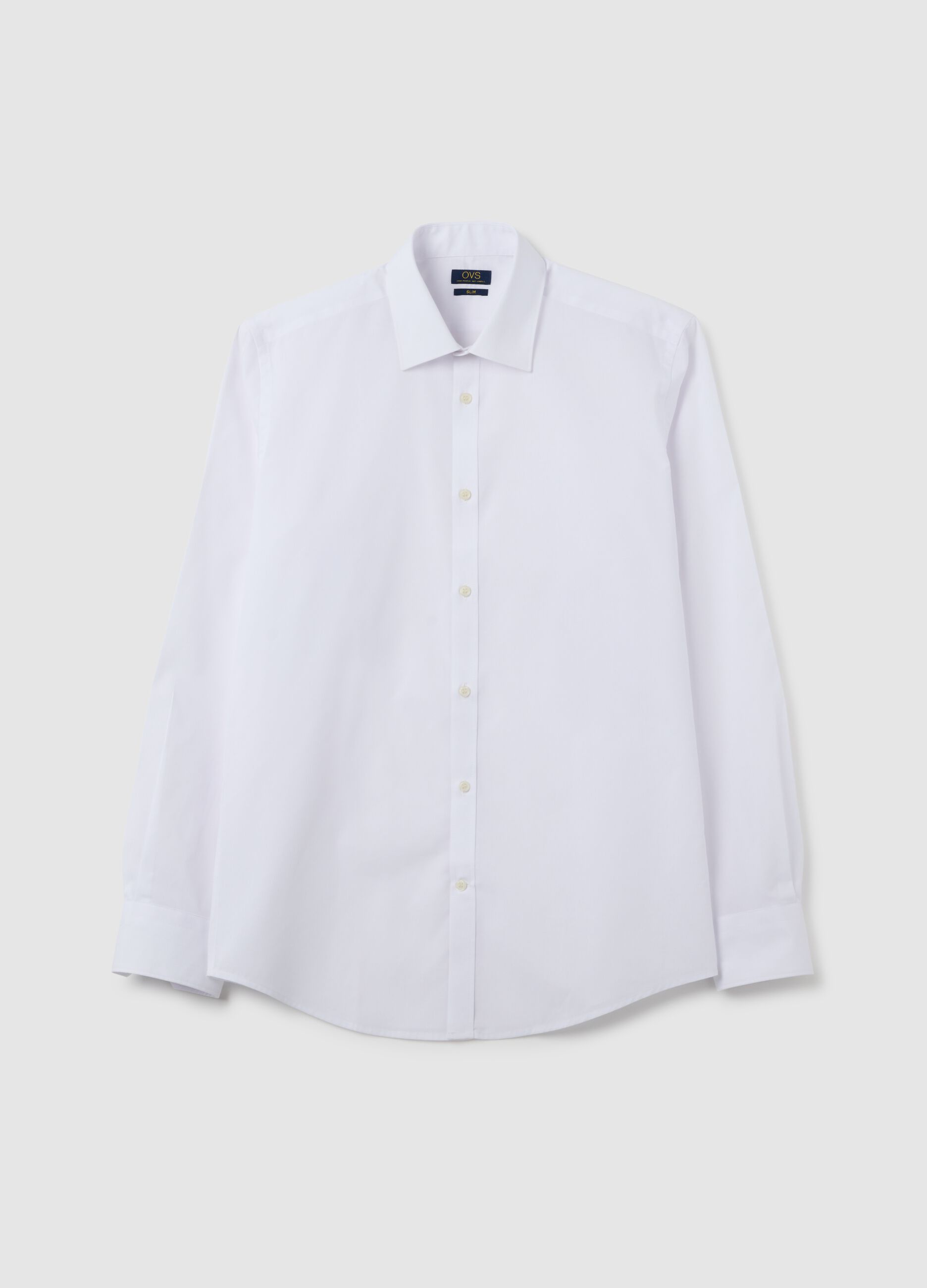 Men's White Cotton Blend Slim Fit Easy Iron Shirt