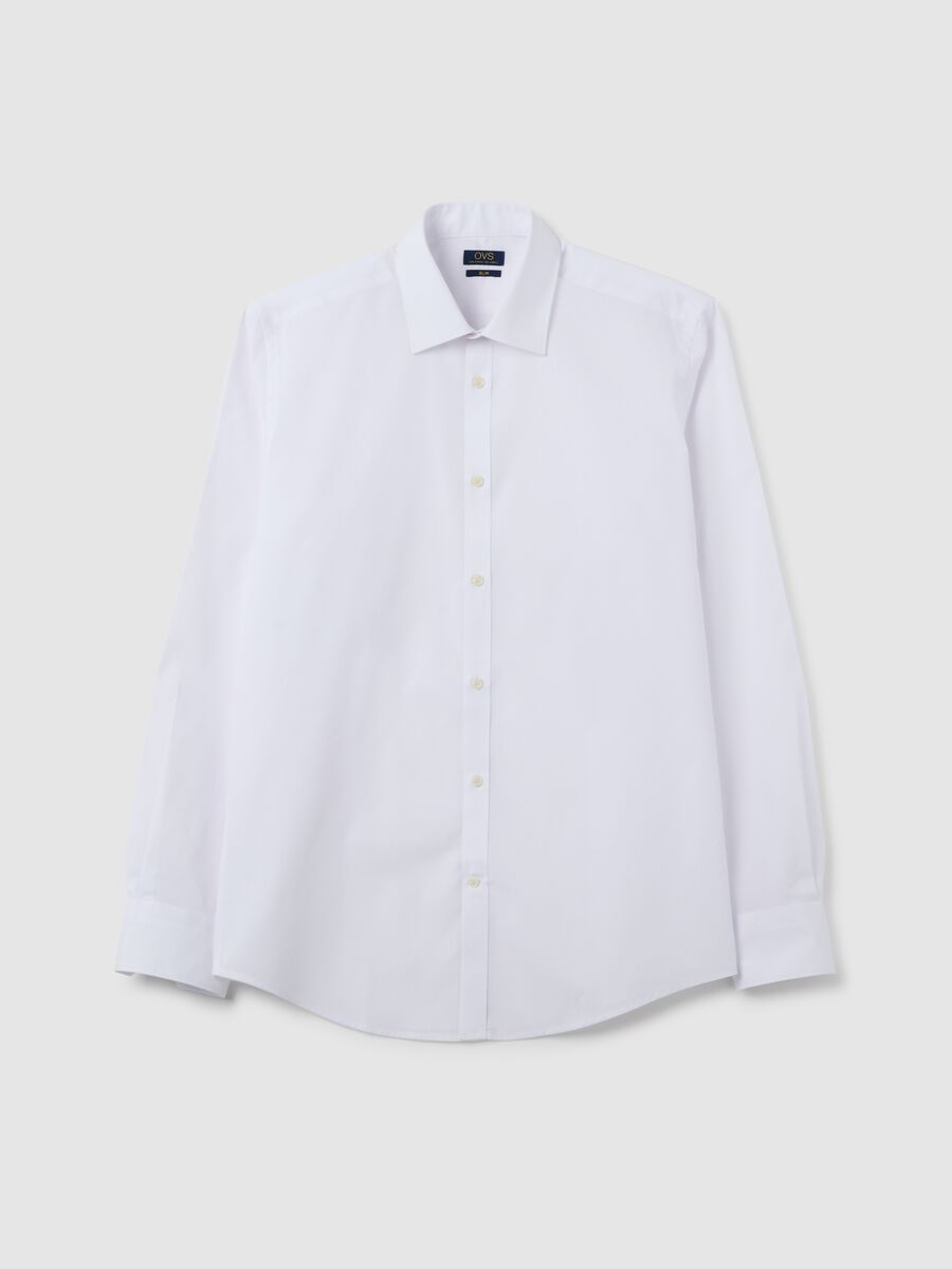 Camicia da uomo bianca in misto cotone slim fit easy iron_4