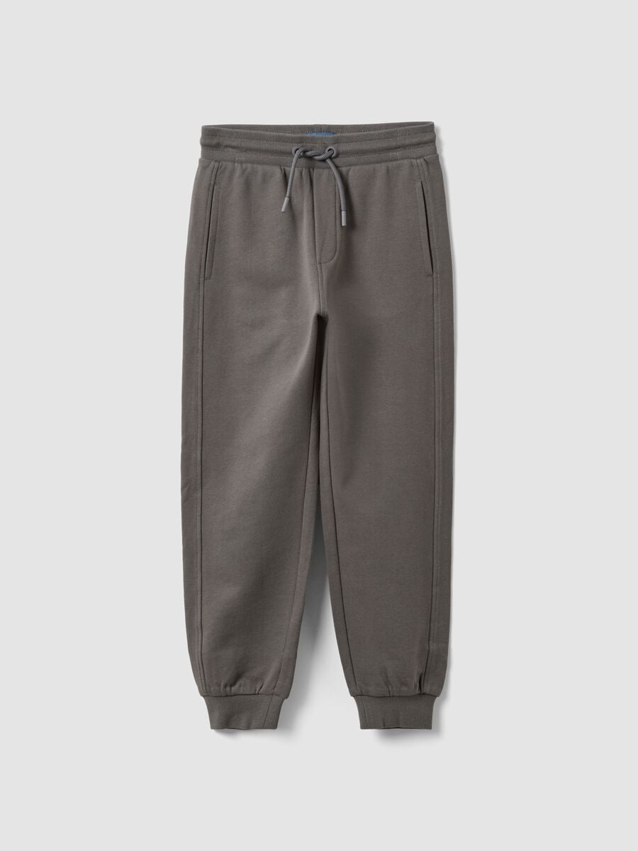 Pantaloni jogger grigi in puro cotone organico comfort fit per bambino_0