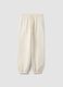 White cotton-blend jogger trousers with elasticated waist, regular fit_0