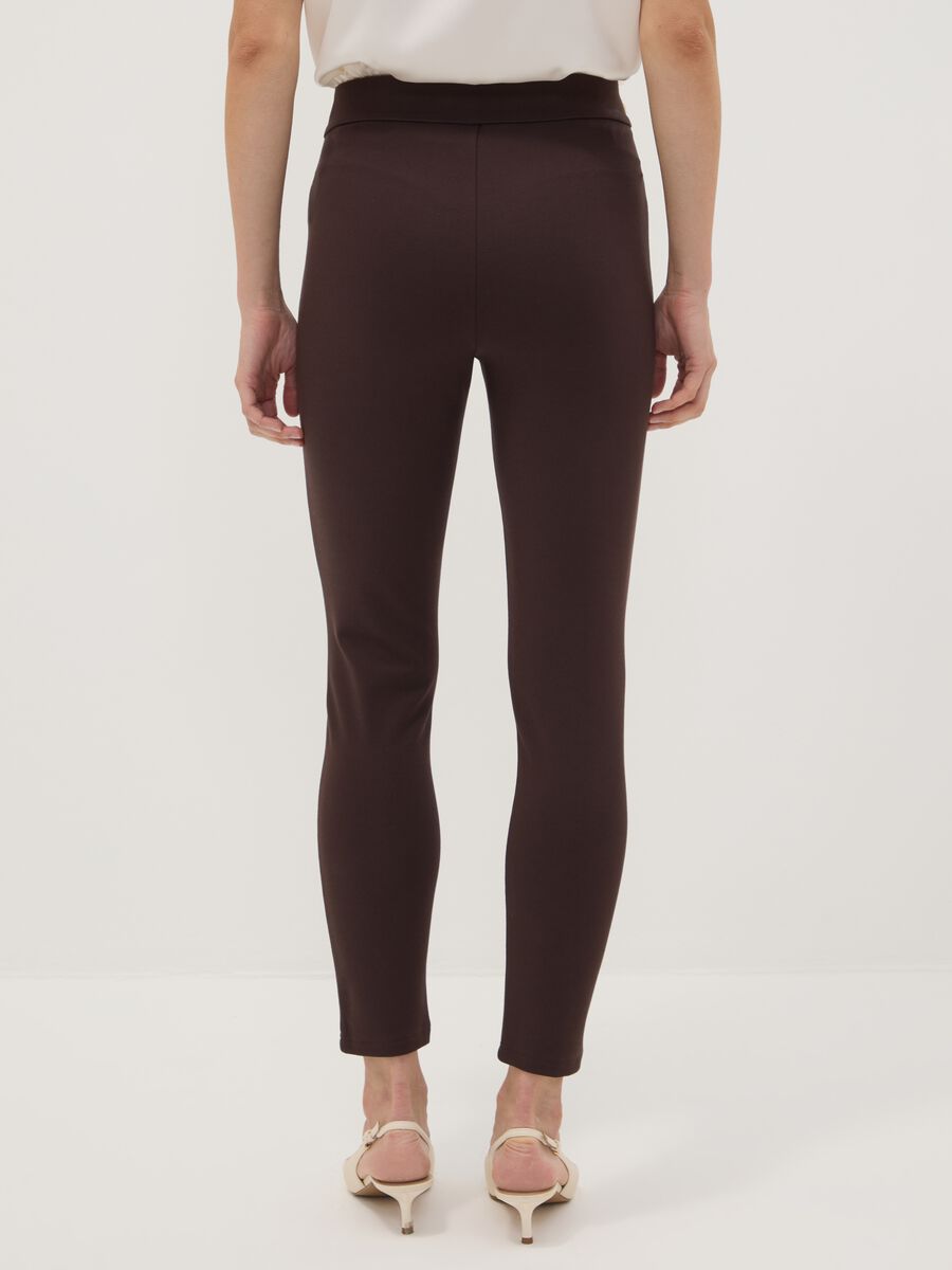 Leggings marroni in punto Milano di viscosa elasticizzata skinny fit_3