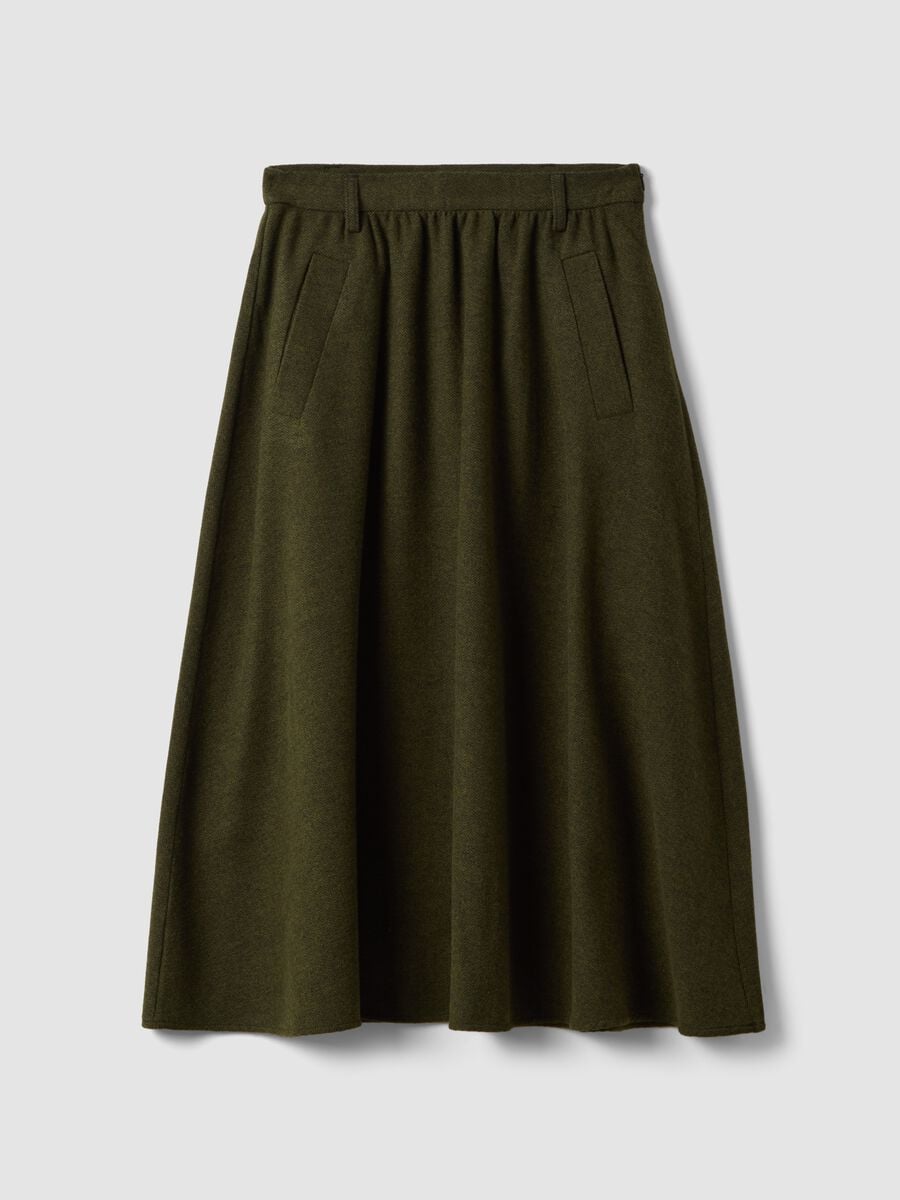 Gonna midi verde in misto lana_0