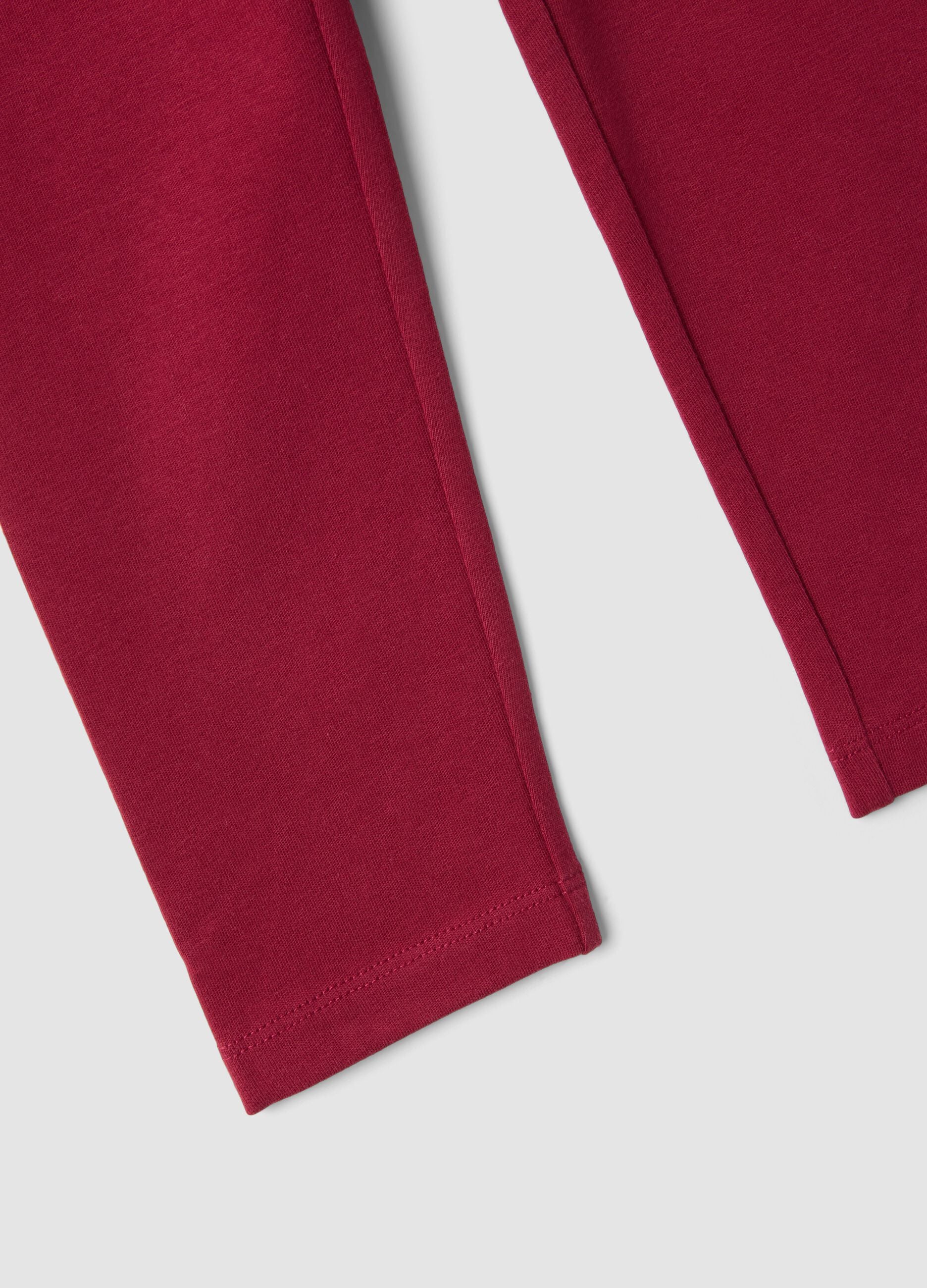 Red skinny stretch organic cotton leggings for girls