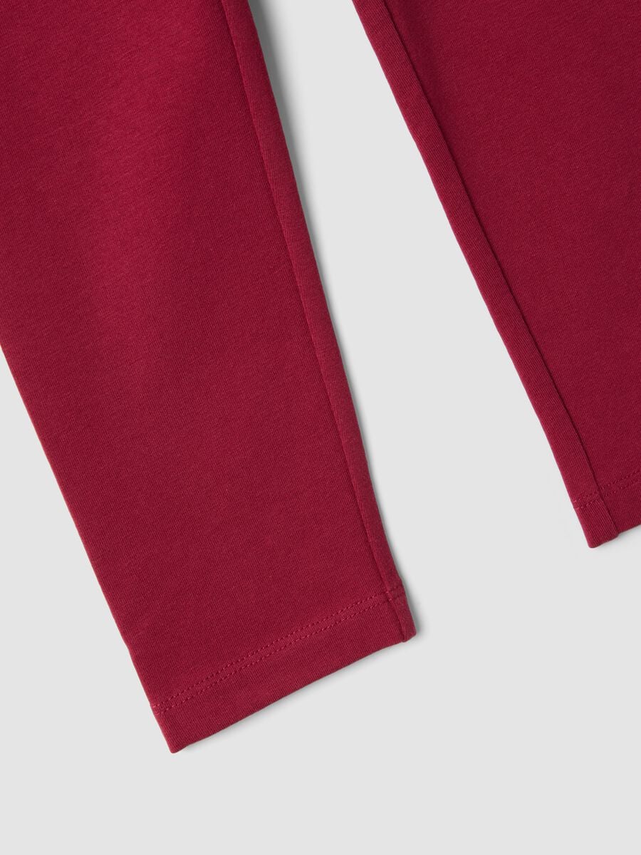 Red skinny stretch organic cotton leggings for girls_2