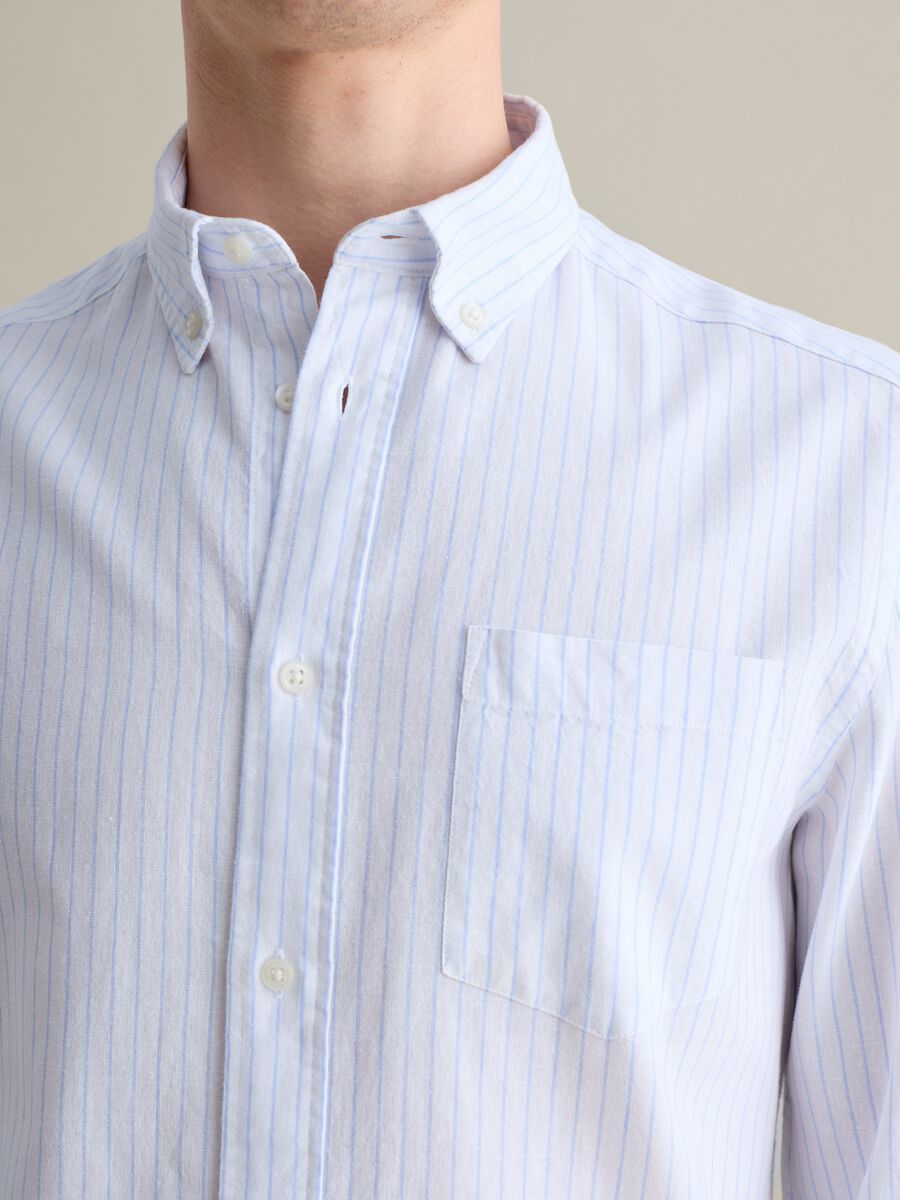 Light blue and white striped shirt in linen and cotton_2
