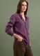 Purple pure cotton striped shirt with grandad collar, regular fit_0