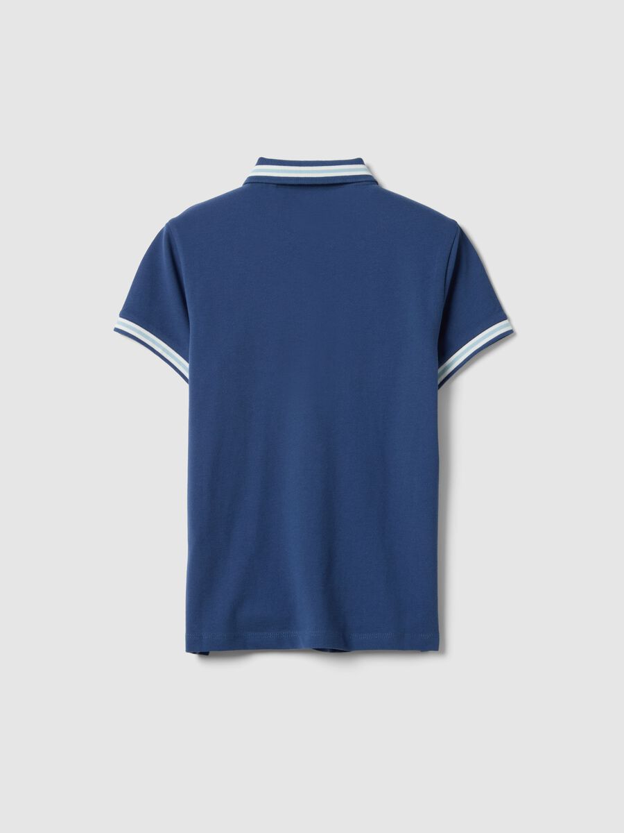 Polo in puro cotone blu da ragazzo regular fit_1