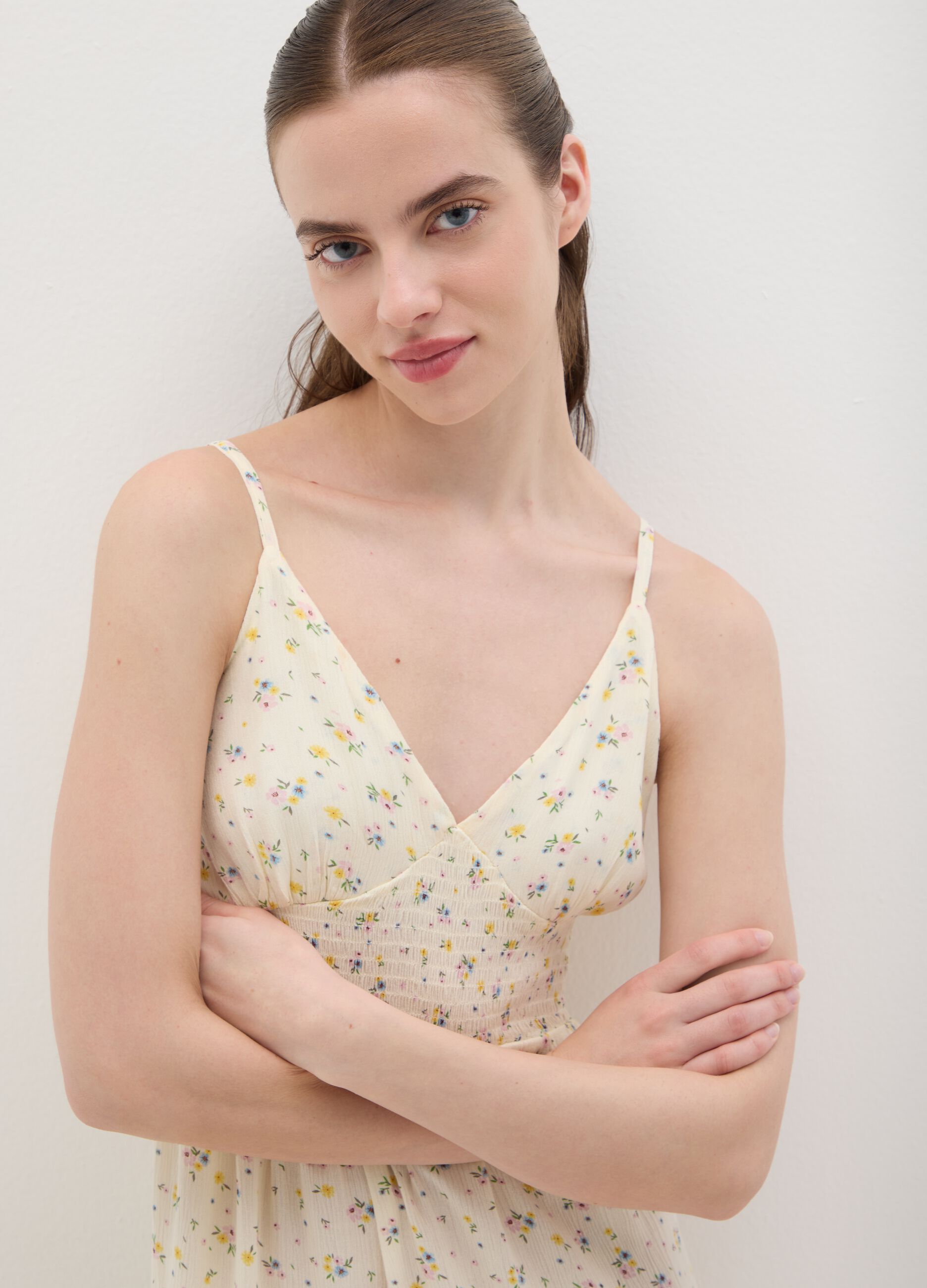 Women's Dress in Pure Multicolour Viscose, Regular Fit