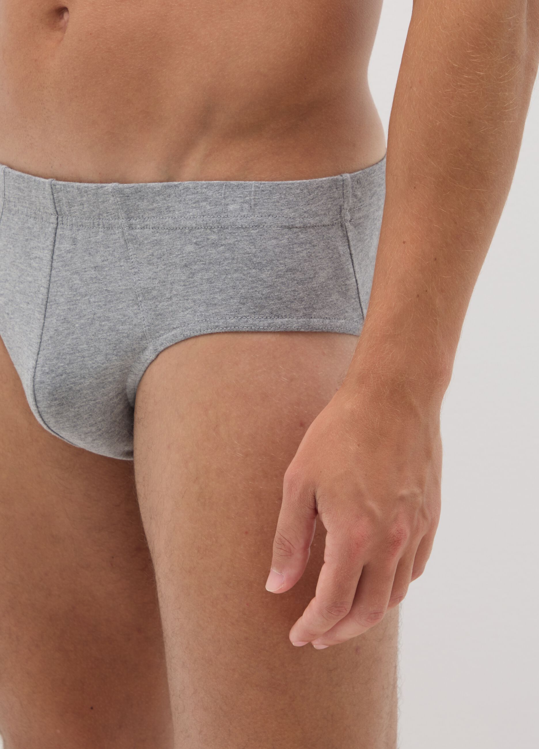 Set of grey cotton regular fit briefs tripack