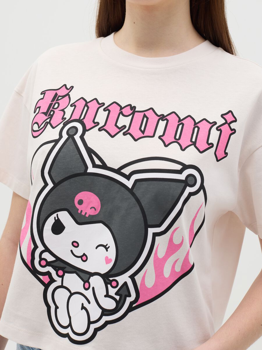 White cotton T-shirt with Kuromi print_2