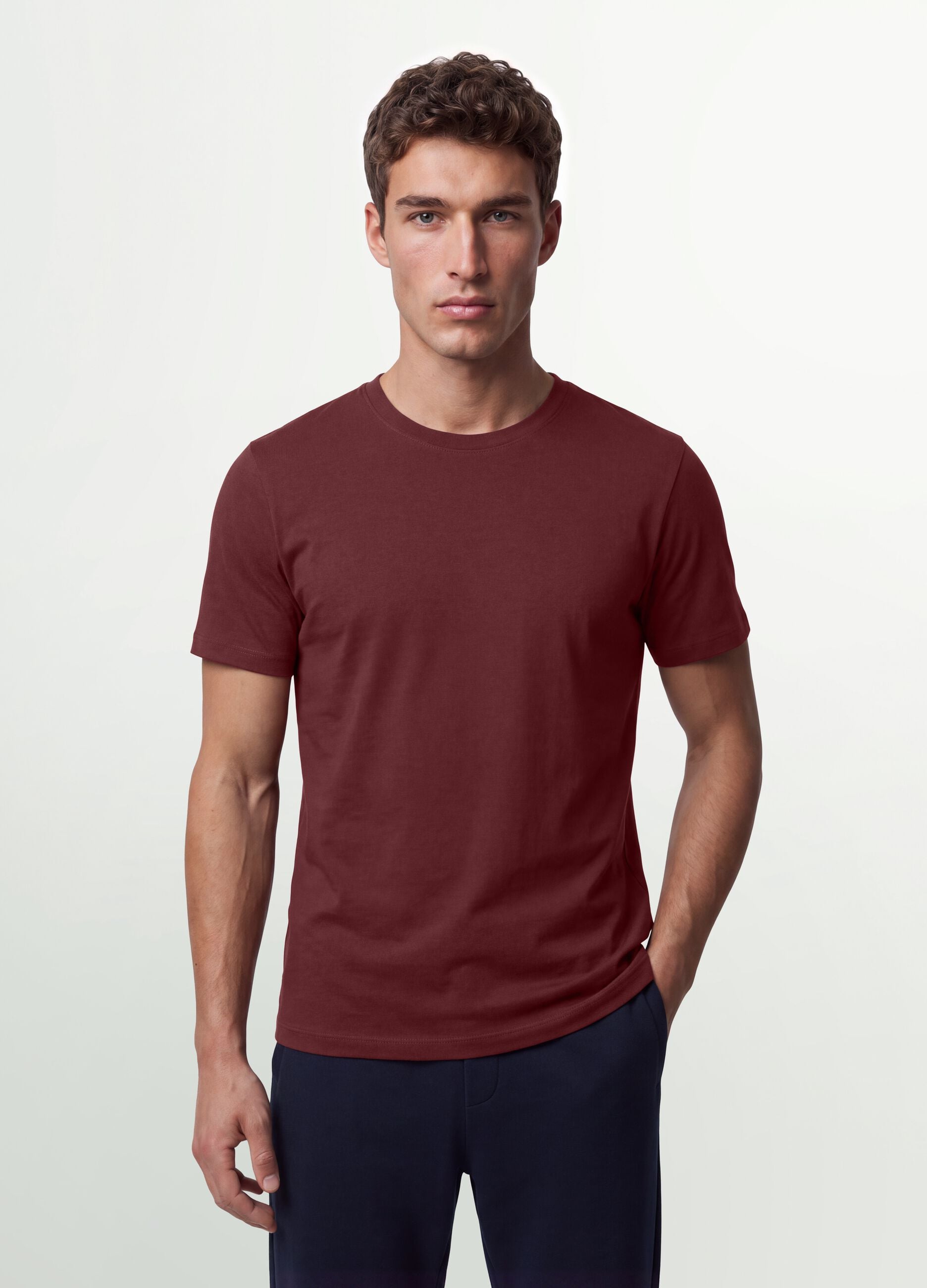 Red pure organic cotton jersey T-shirt, regular fit