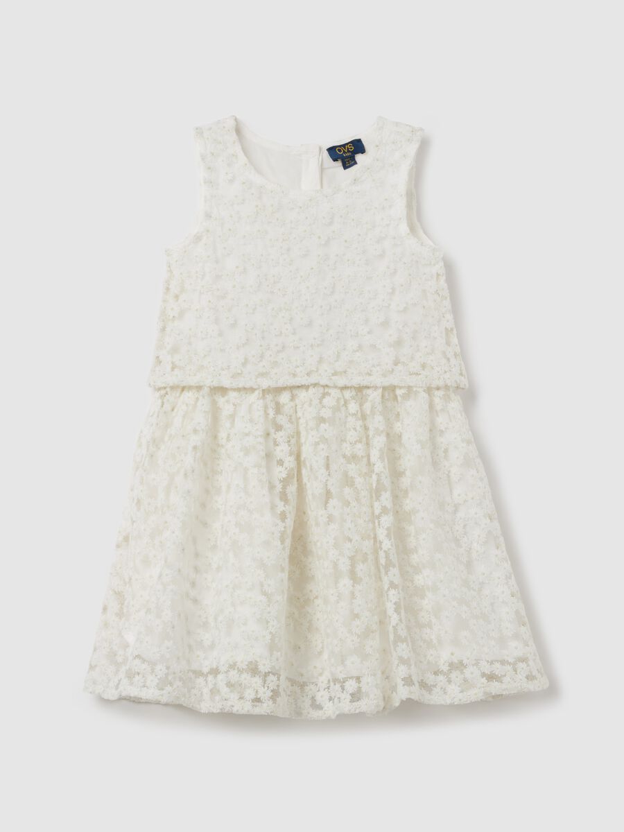 Sleeveless dress with flowers embroidery_0