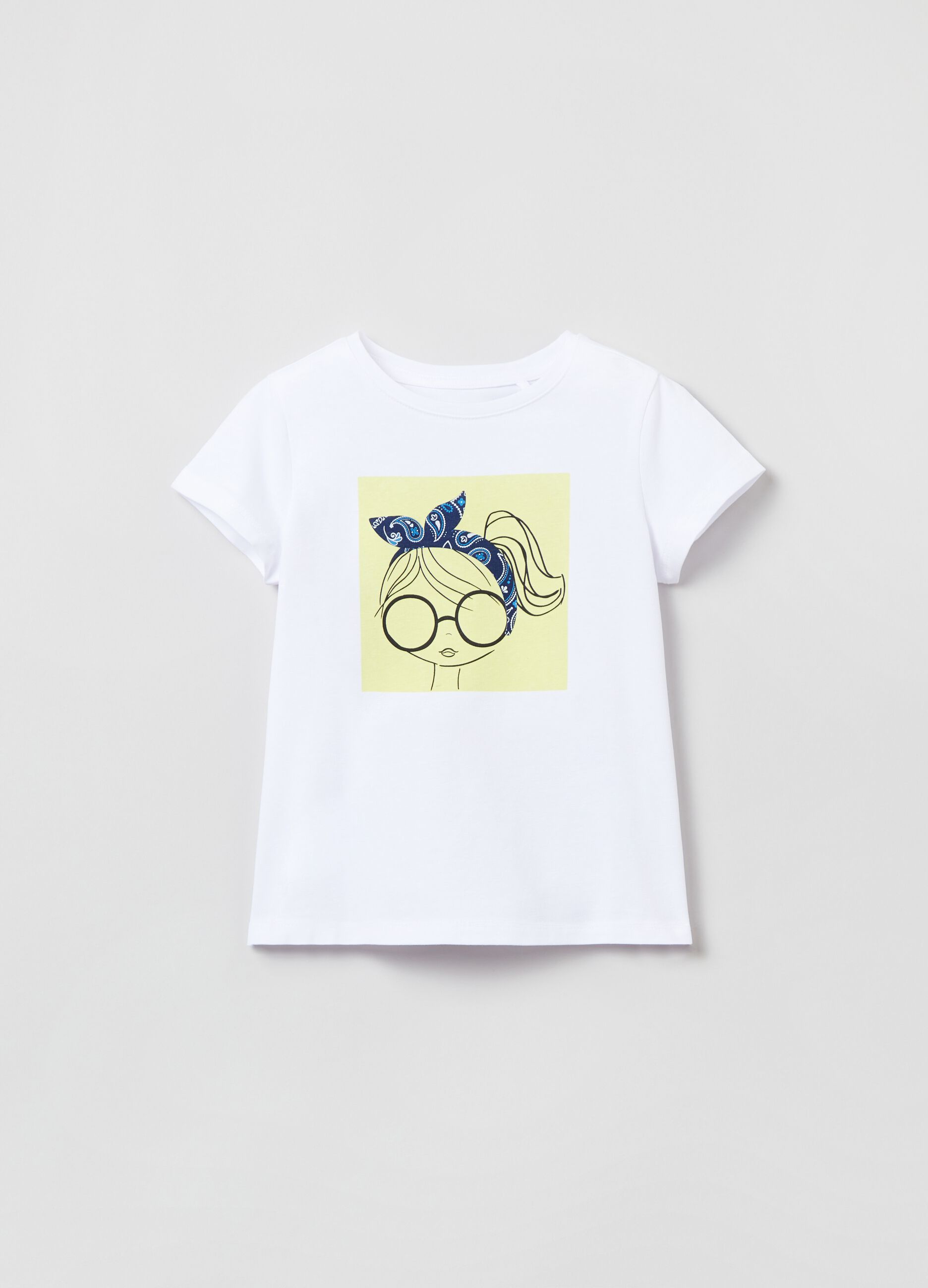 T-shirt in cotone stretch con stampa_0