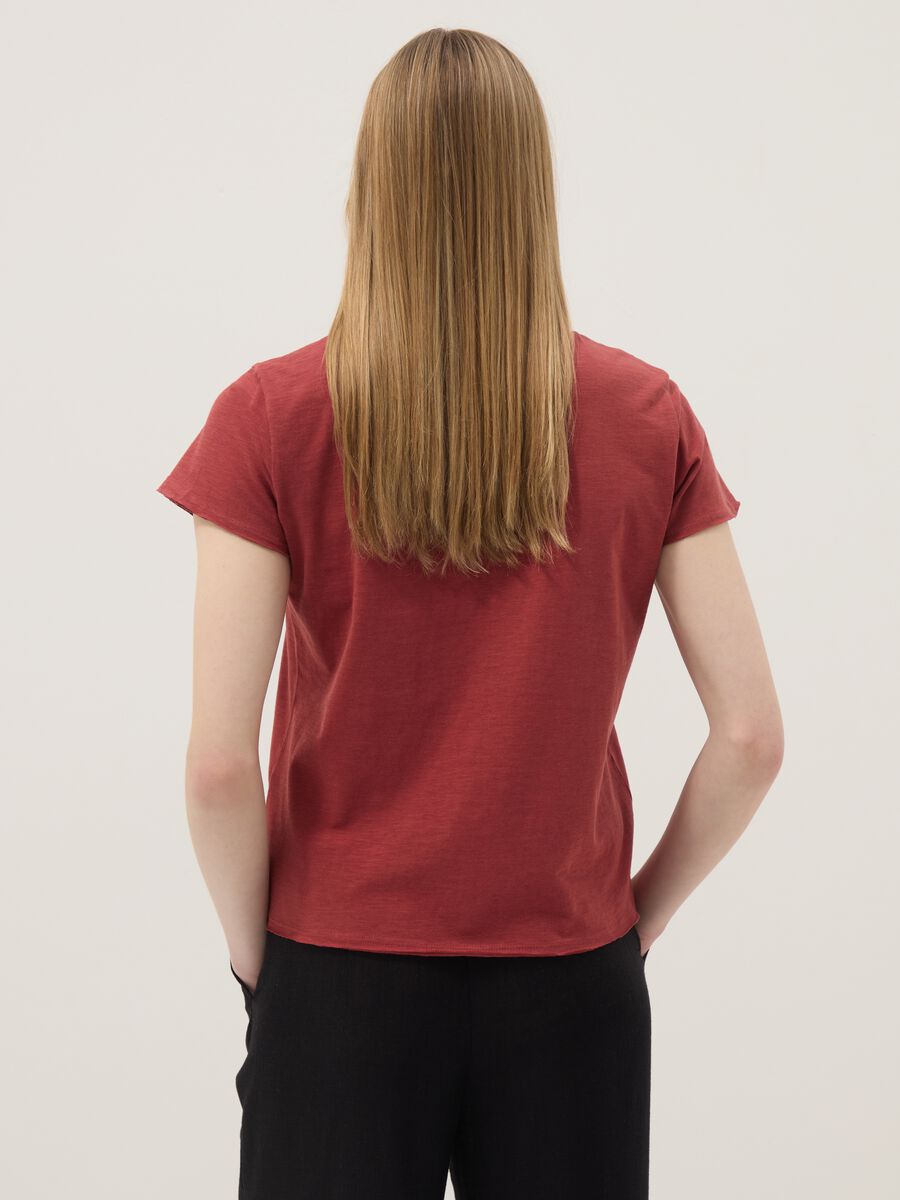 Red pure cotton short-sleeve T-shirt, regular fit_4