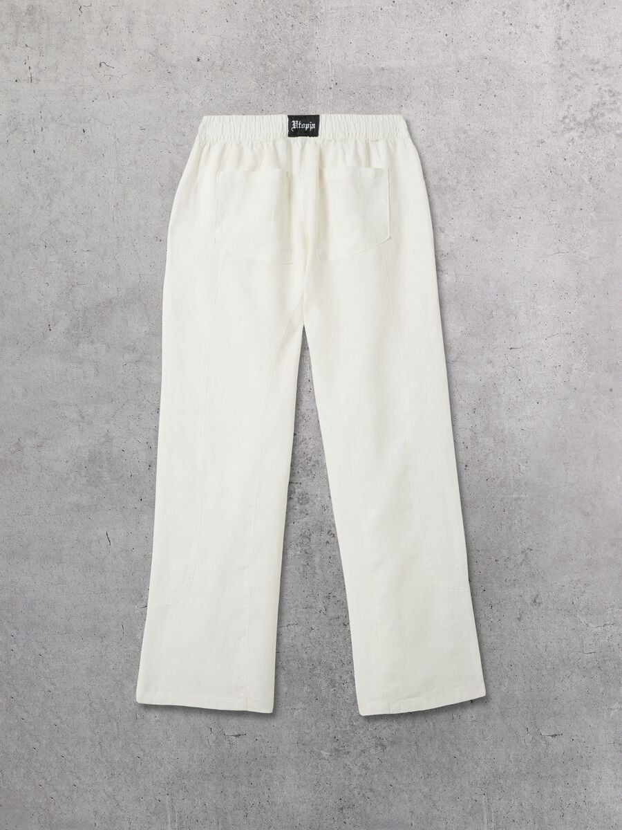 100% Linen Wide Leg Pants White_5