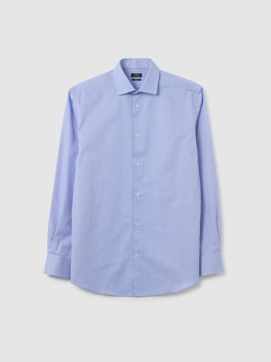 Men's pure cotton blue easy iron shirt_4
