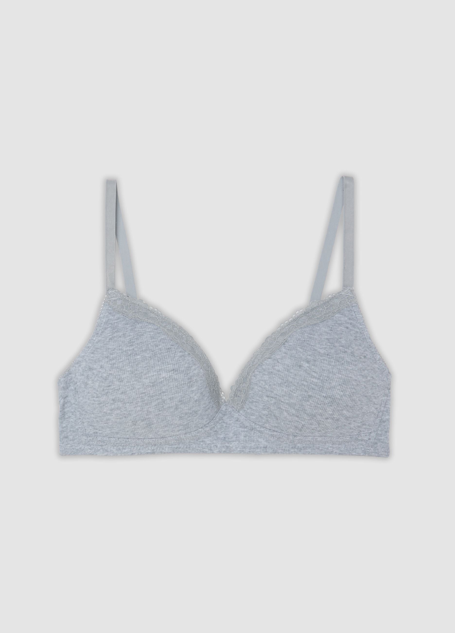 Grey padded bra in stretch organic cotton