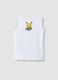 Child's white pure cotton tank top oversized fit with Pikachu_1
