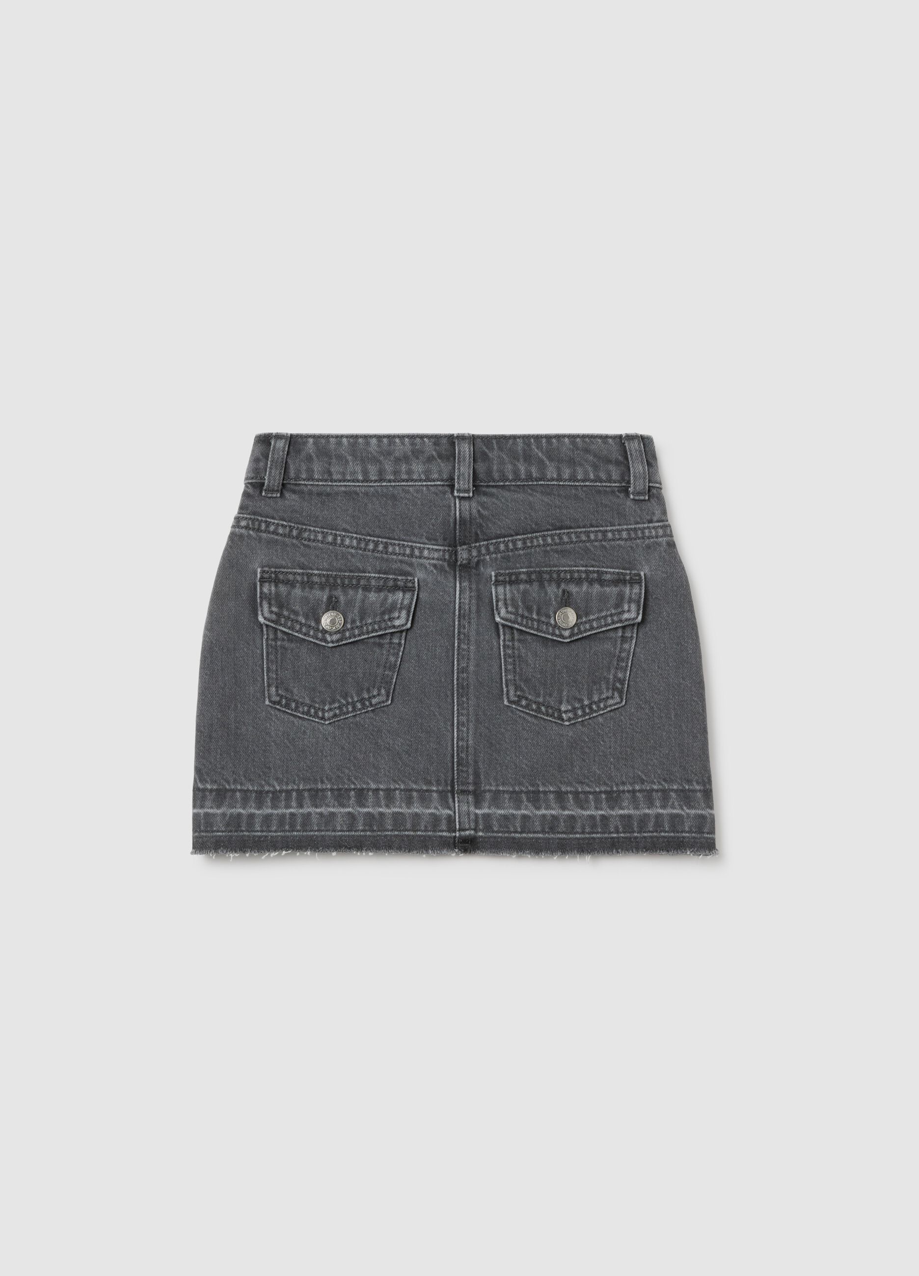 Girls' pure cotton grey skirt with rhinestones