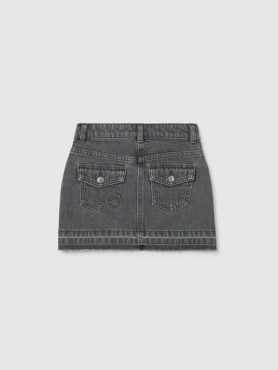 Girls' pure cotton grey skirt with rhinestones_1