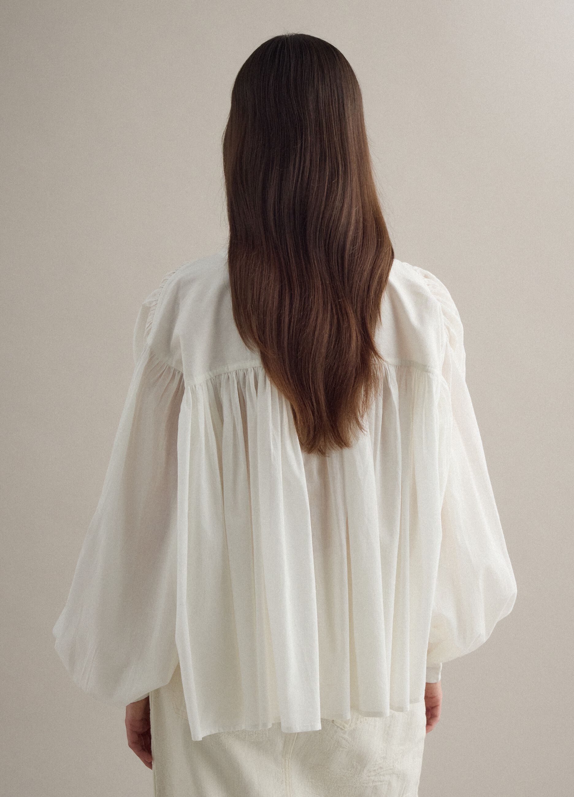 White pure cotton oversized fit blouse with wide sleeves