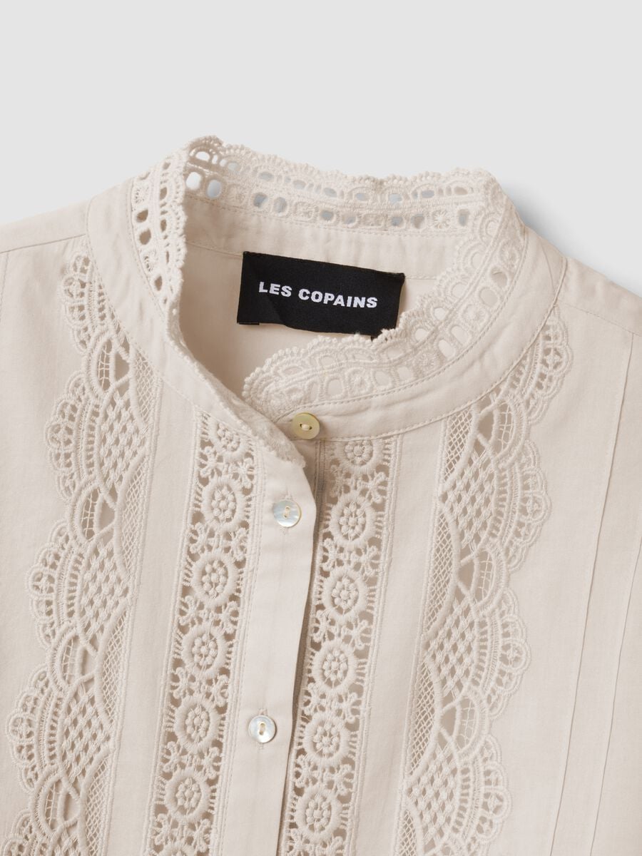 White pure cotton shirt with lace_5