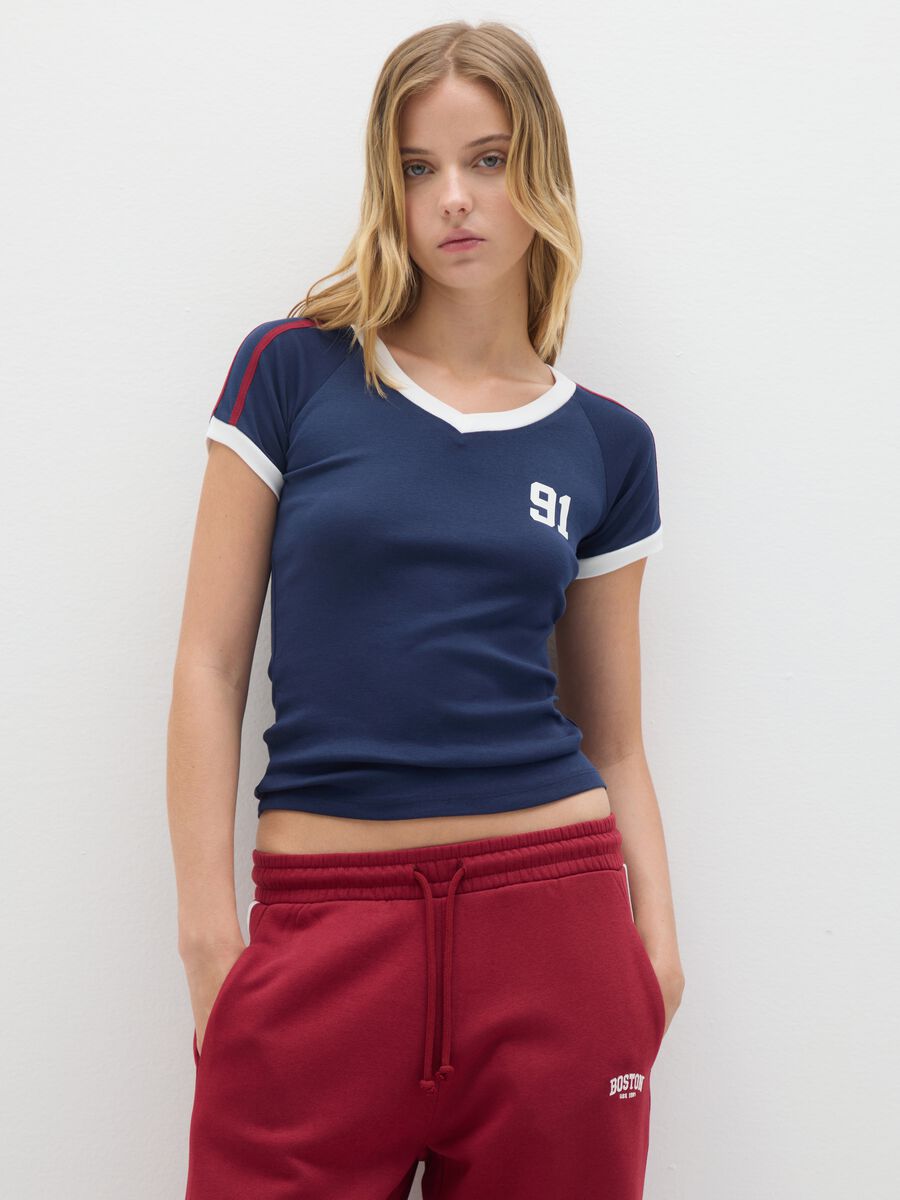 T-shirt in puro cotone multicolor fitted_0