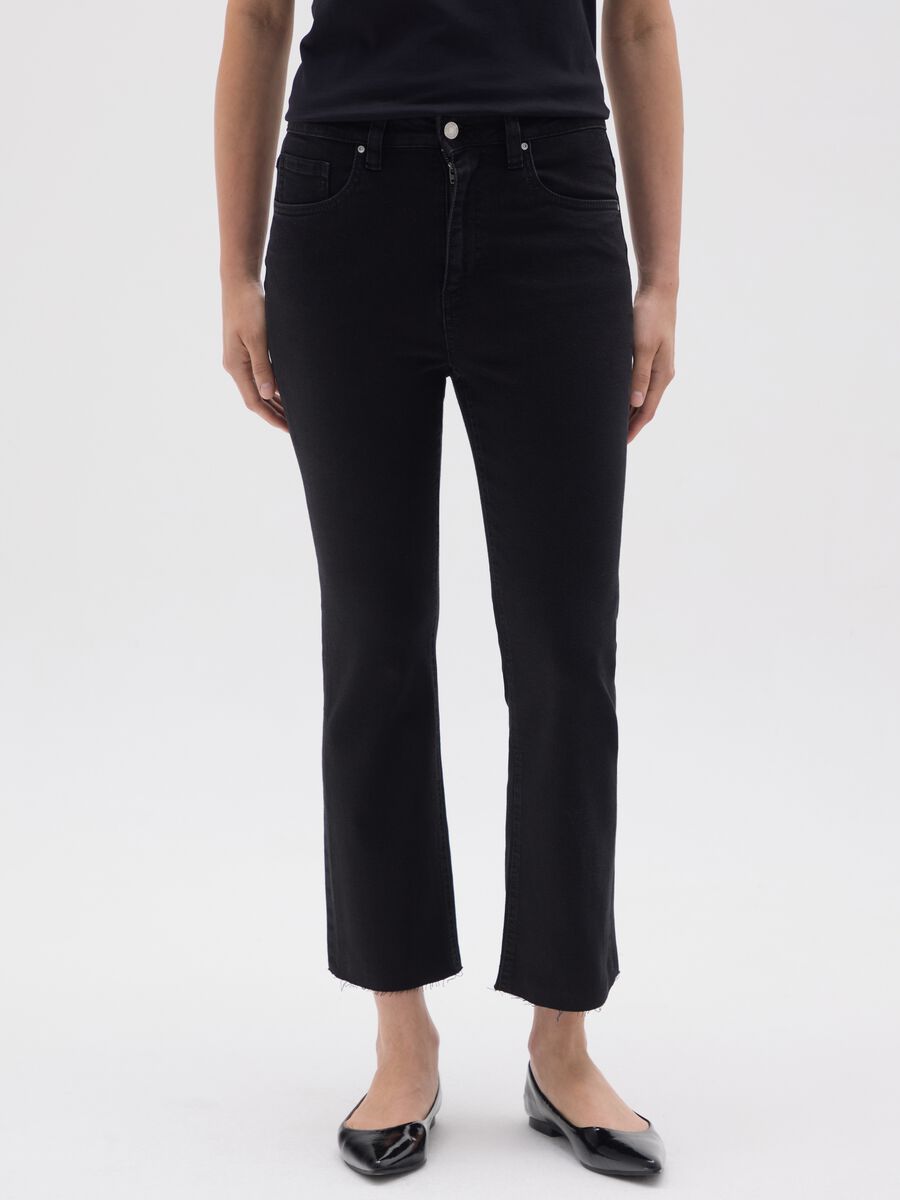 Women's regular fit black denim jeans_1