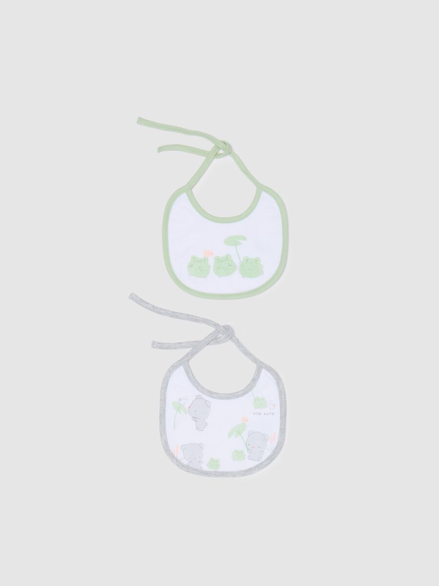 Two-pack bibs with ties and print_0