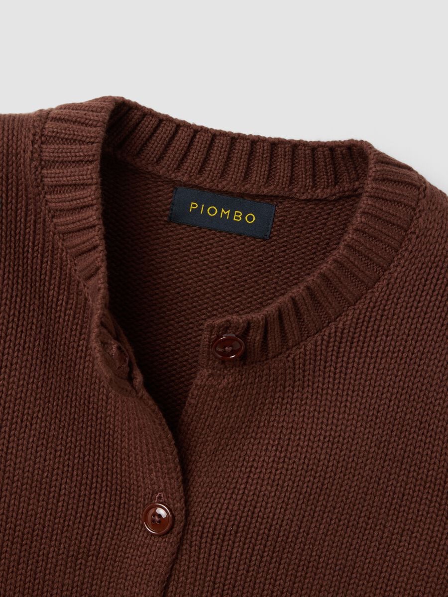 Cardigan marrone in puro cotone con bottoni regular fit_1