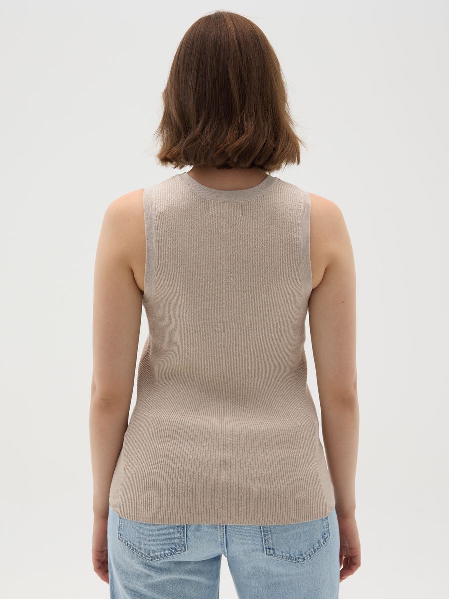 Curvy beige vest top in lurex_3