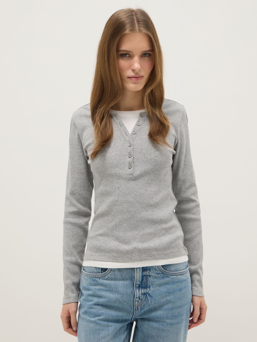 Multicolour long sleeve jumper in pure cotton regular fit_0
