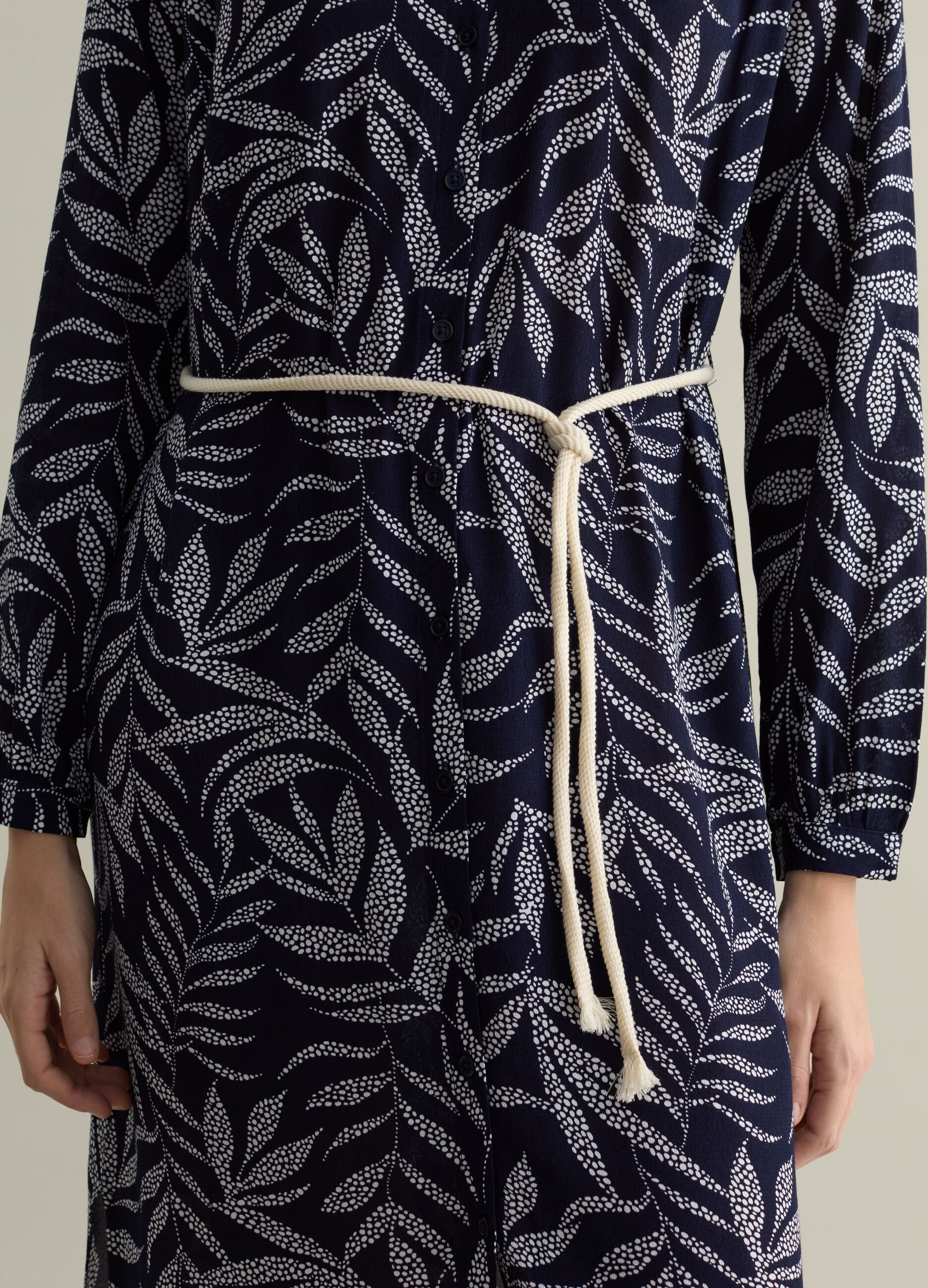 Vestito chemisier con cintura a cordino