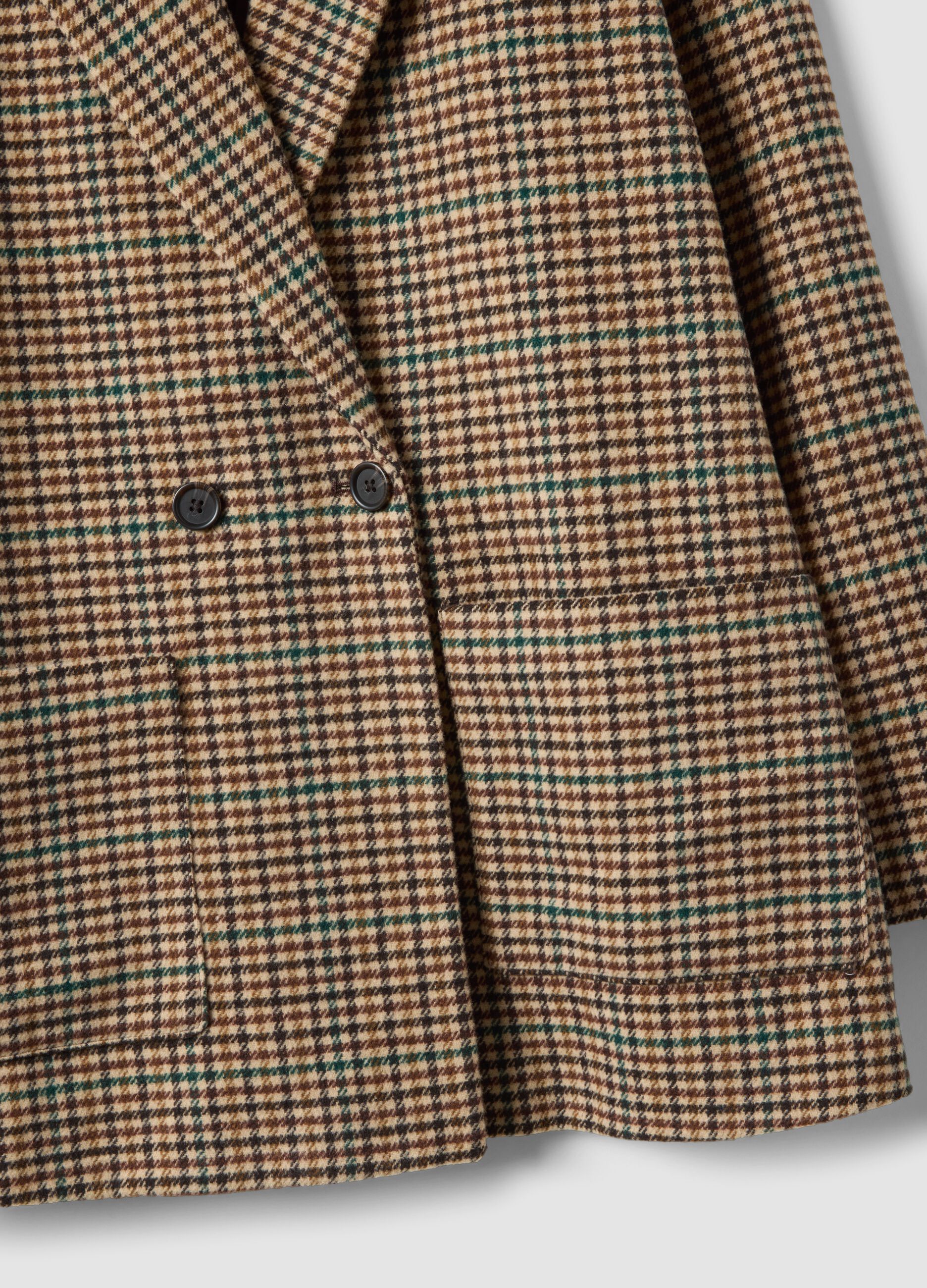 Blazer marrone in misto lana a quadri