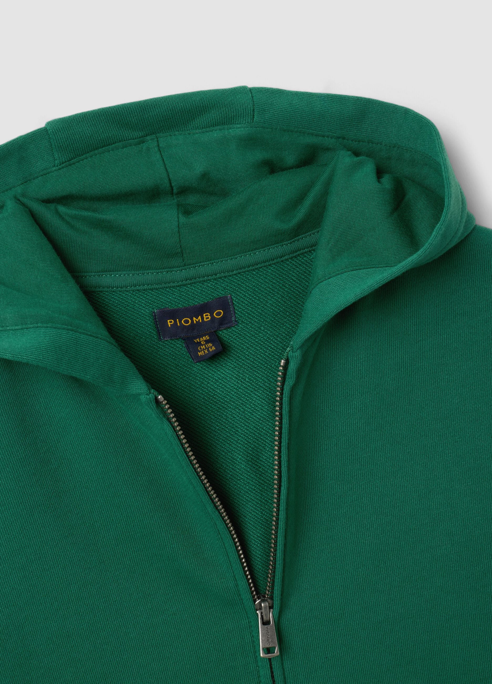 Felpa verde in puro cotone con cappuccio regular fit per bambino