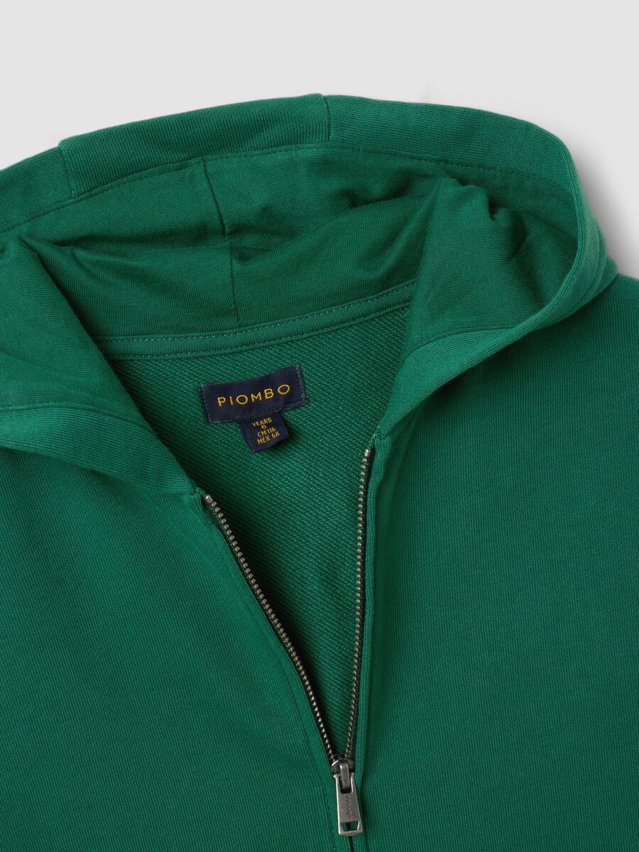 Felpa verde in puro cotone con cappuccio regular fit per bambino_1