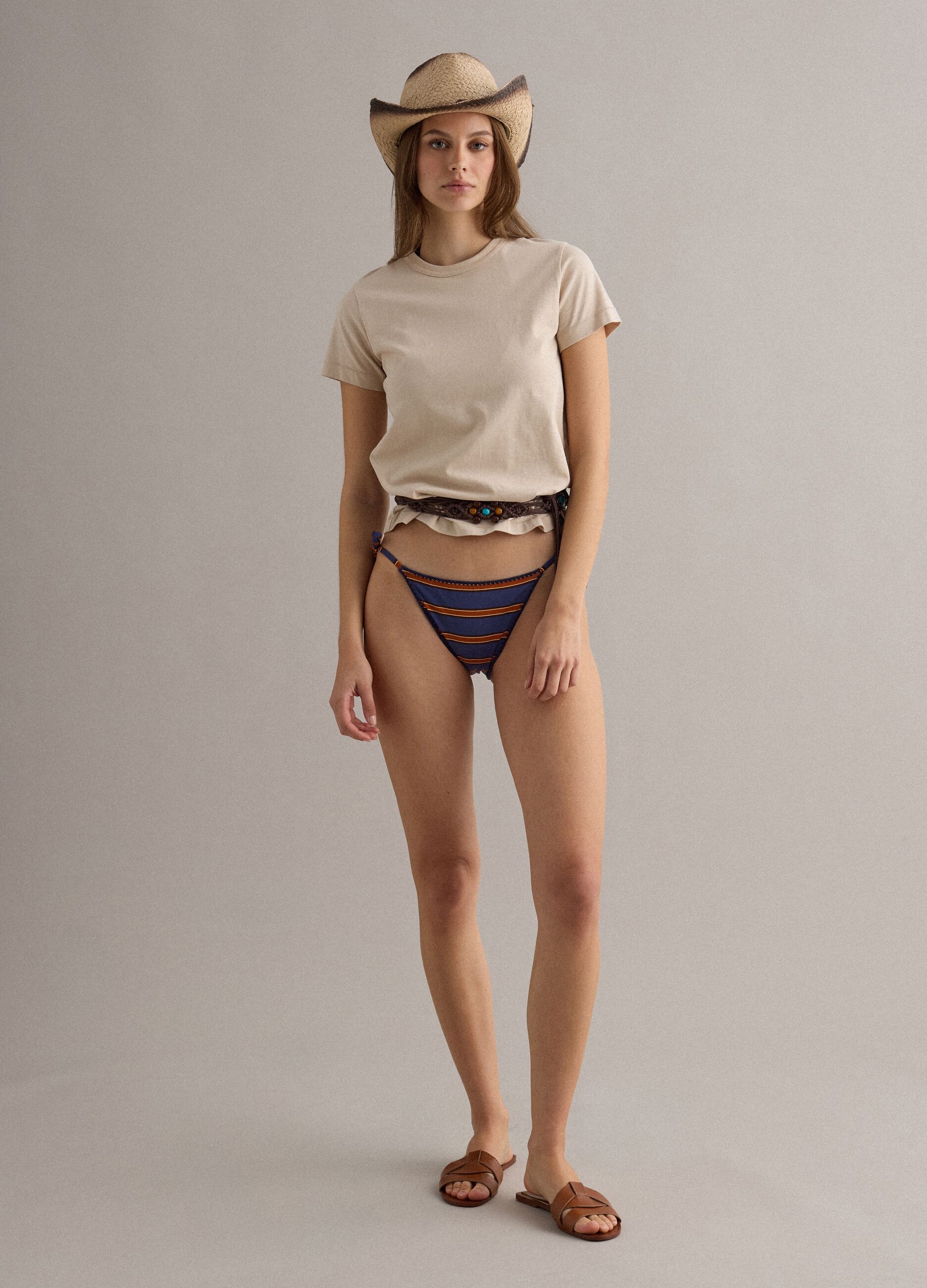 Multicolour striped stretch swim briefs
