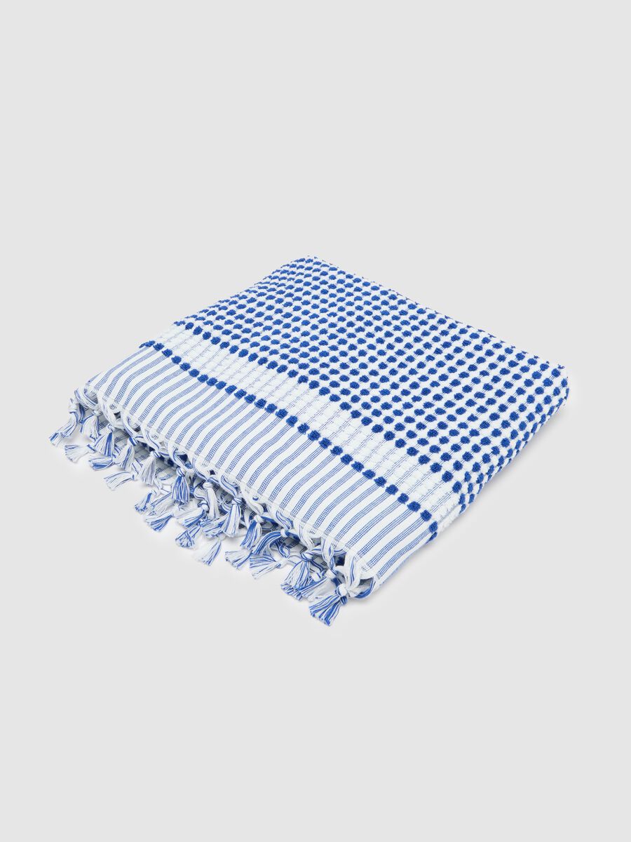 Men's beach towel in multicolour pure cotton with fringes_0