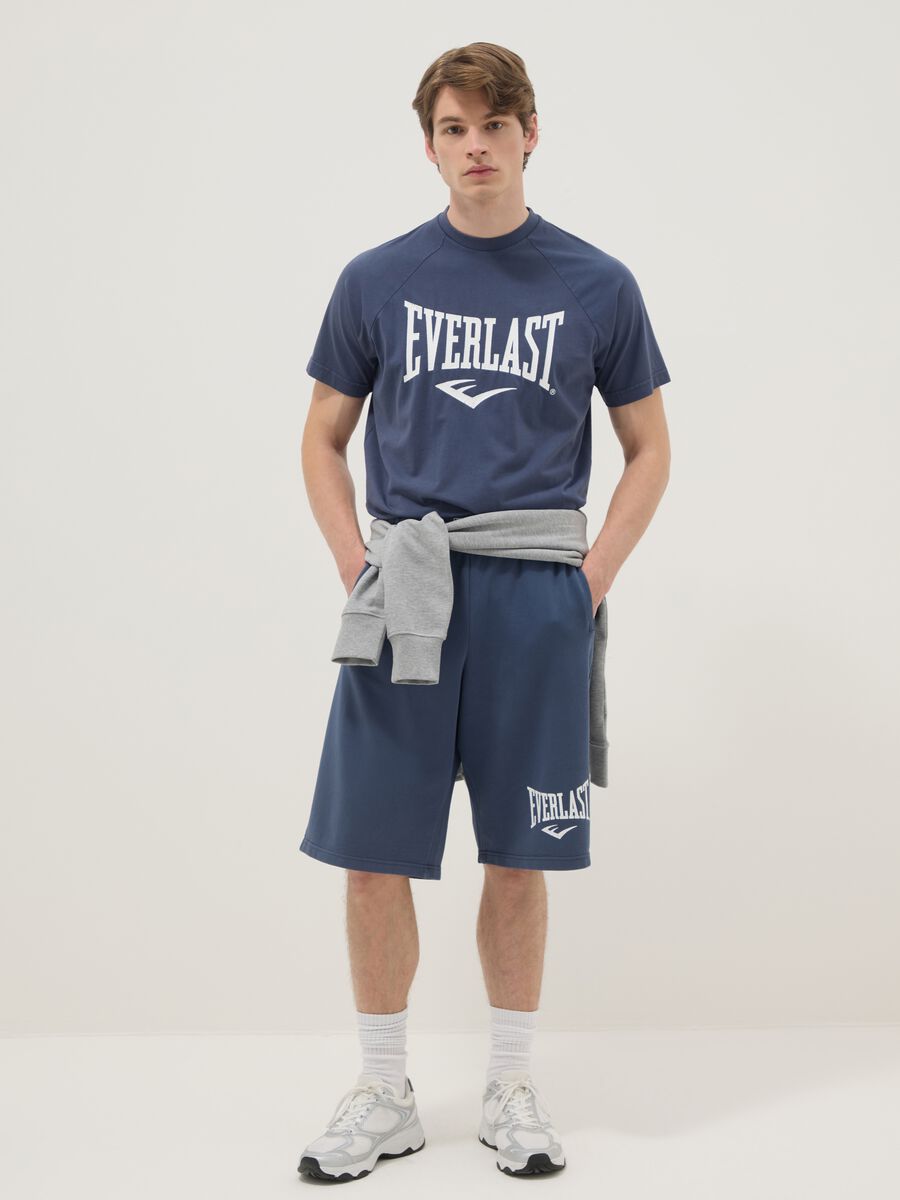 Pantaloncini in misto cotone blu regular fit con logo Everlast_0