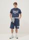 Blue cotton blend shorts regular fit with Everlast logo_0