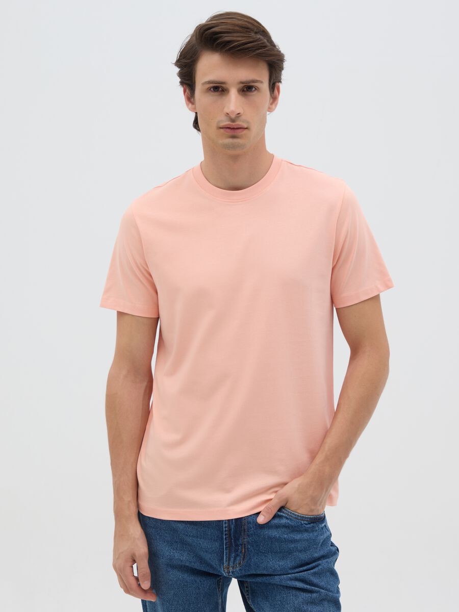 Men's Pink Pure Cotton Regular Fit T-shirt_0