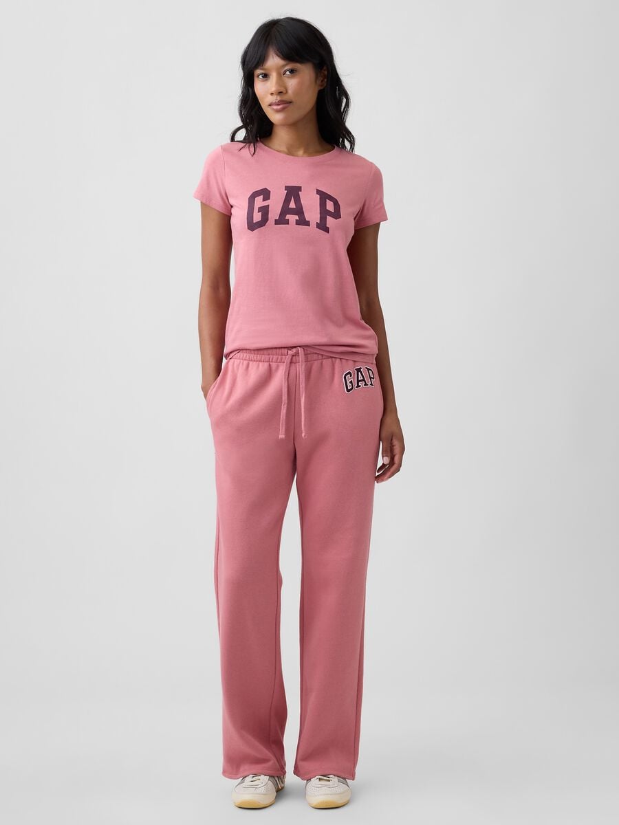 T-shirt rosa in puro cotone con logo GAP_1