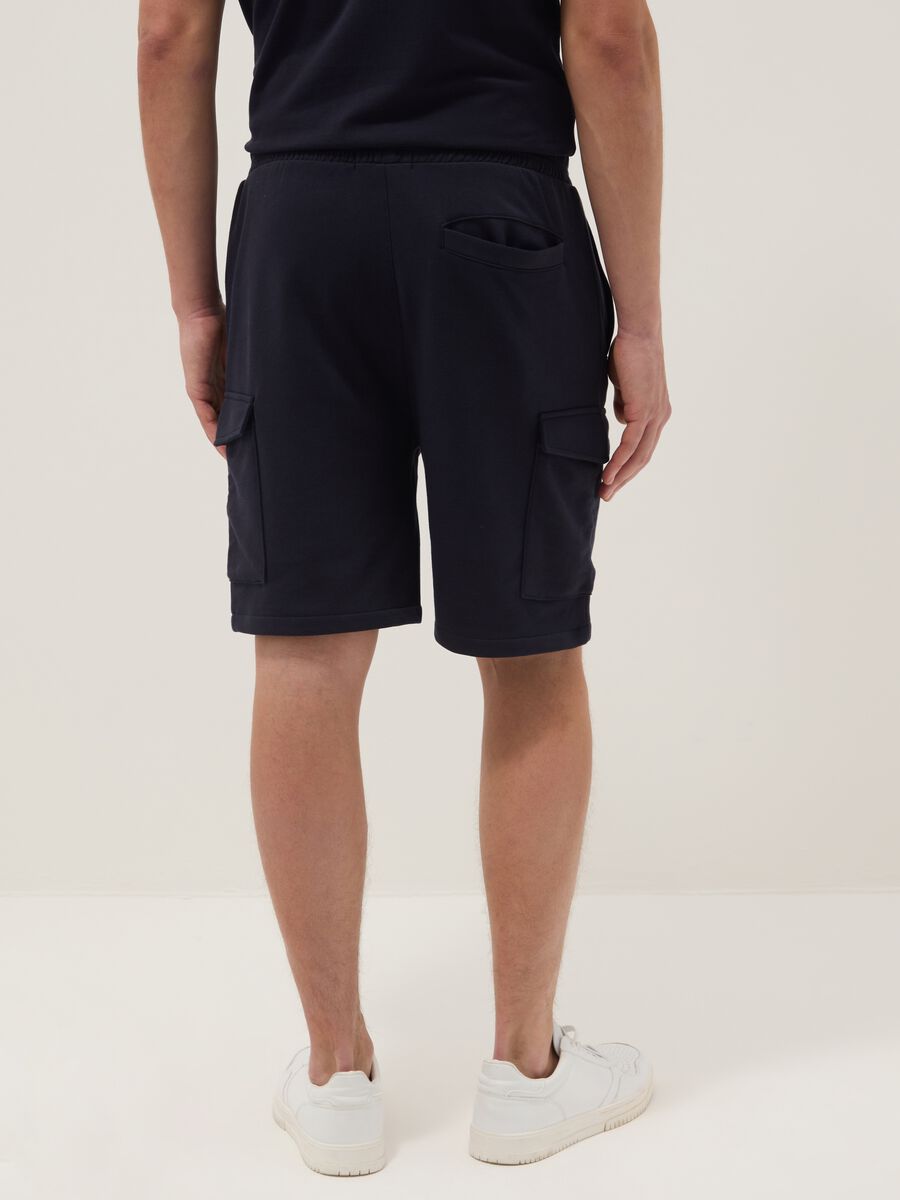 Blue cotton-blend Bermuda shorts_2