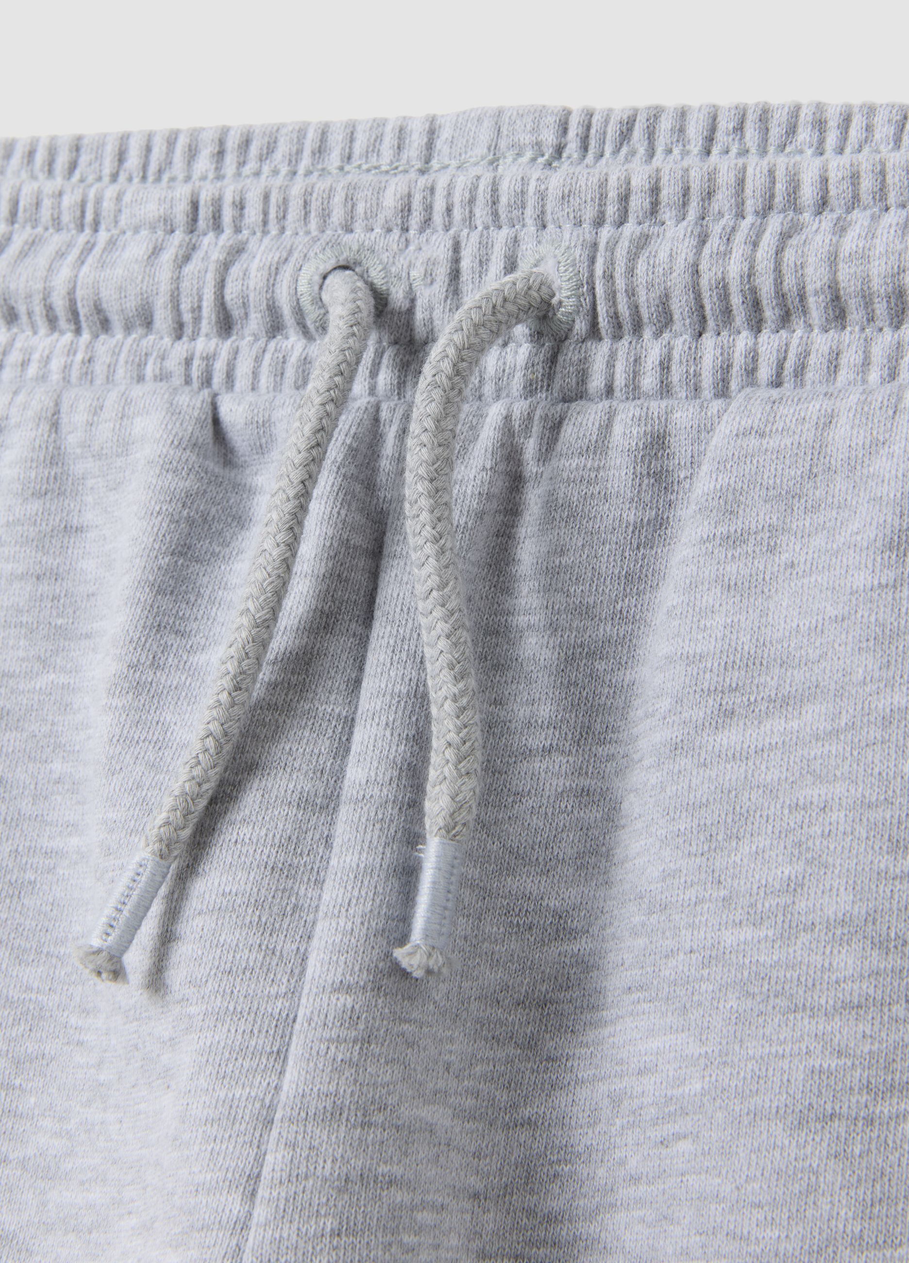 Grey jogger trousers in pure organic cotton with drawstring for baby boy