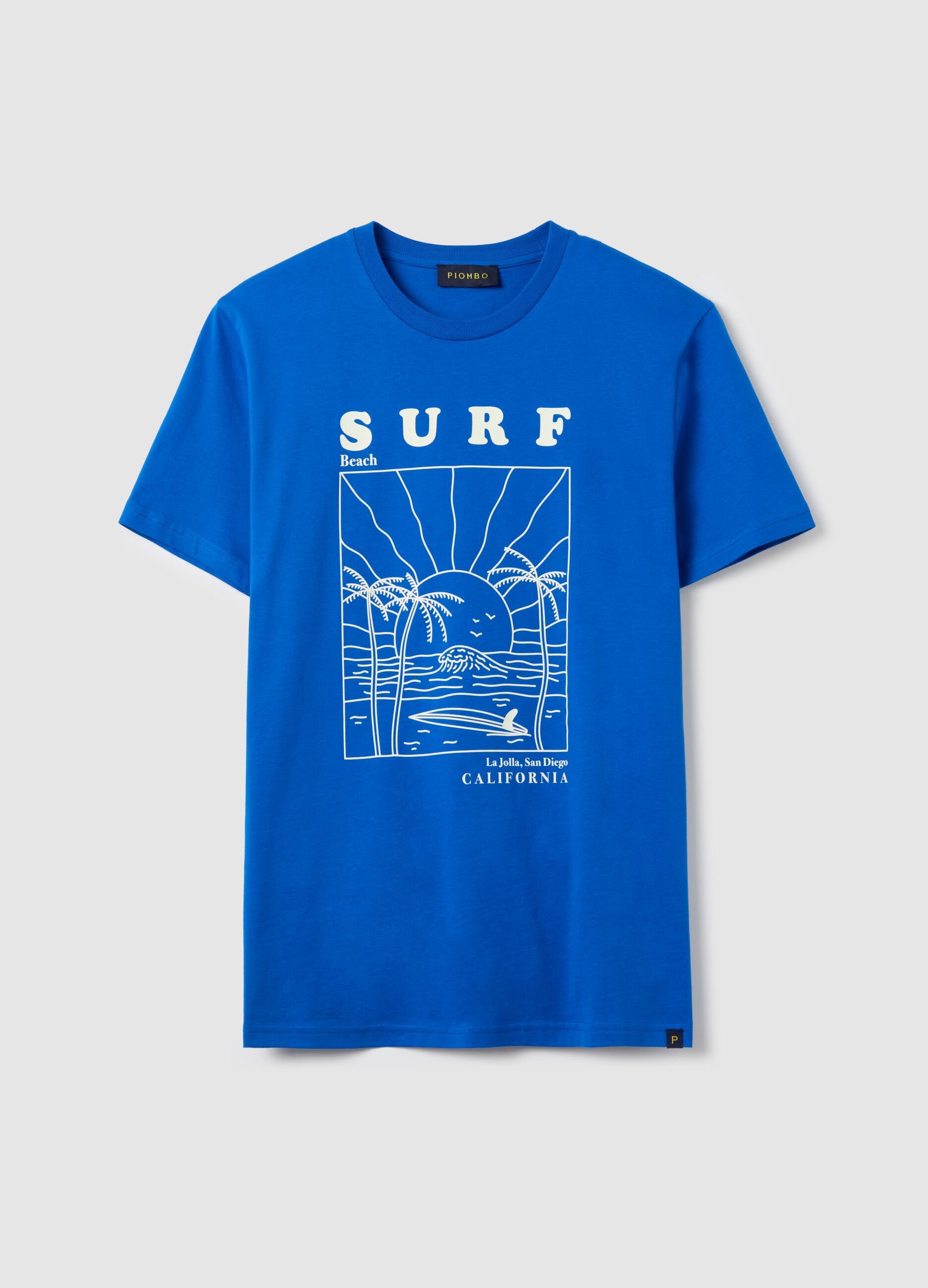 Blue T-shirt with California surf graphic print