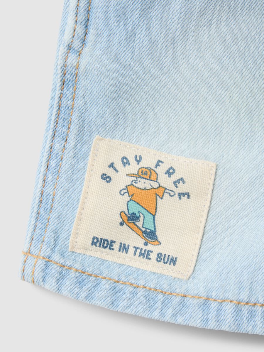 Shorts in puro cotone denim azzurri da bimbo regular fit_2